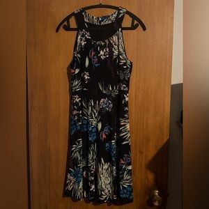 Tommy Hilfiger Black and Blue Floral Midi Dress